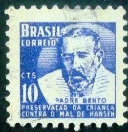 Selo postal do Brasil de 1954 Padre Damião H3