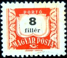 Selo postal da Hungria de 1965 Postage due 6,8mm 8