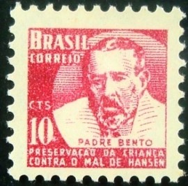 Selo postal Comemorativo Padre Damião emitido em 1955 - H 4 M