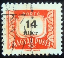 Selo postal da Hungria de 1965 Postage due 7,4mm 14