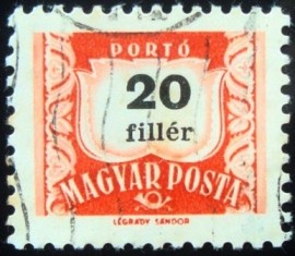 Selo postal da Hungria de 1965 Postage due 6,8mm 20