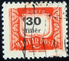 Selo postal da Hungria de 1965 Postage due 6,8mm 30