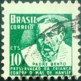 Par de selos postais do Brasil de 1958 Padre Bento H6 U