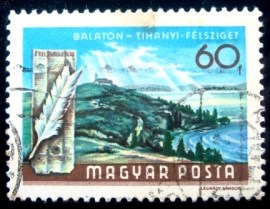 Selo postal da Hungria de 1968 Tihanyi Peninsula