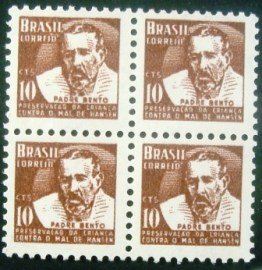 Quadra de selos postais do Brasil de 1962 Padre Bento H8
