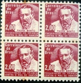 Quadra de selos do Brasil de 1964 Padre Bento H10 N