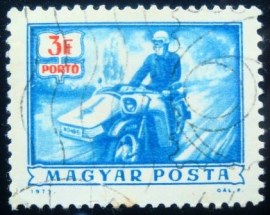 Selo postal da Hungria de 1973 Postman on motorcycle