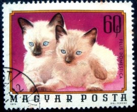Selo postal da Hungria de 1974 Siamese Cat
