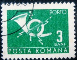 Selo postal da Romênia de 1967 Post horn with lightninge 3