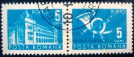 Se-tenant da Romênia de 1967 General Post Office and Post Horn 5 Ban