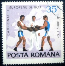 Selo postal da Romênia de 1969 Boxers