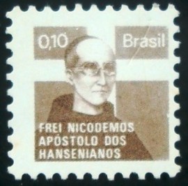 Selo postal do Brasil de 1975 Frei Nicodemos H 18A N