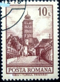 Selo postal da Romênia de 1972 Sibiu The Town Hall