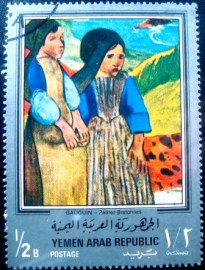 Selo postal da Rep. Árabe do Yemen de 1968 Girls from Brittany