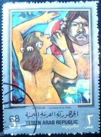 Selo postal da Rep. Árabe do Yemen de 1968 Hina Te Fatou