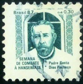 Selo postal do Brasil de 1987 Padre Bento H 24 U