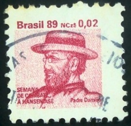 Selo postal do Brasil de 1989 Padre Damião de 1989 H 26 U