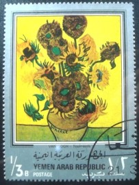 Selo postal da Rep. Árabe do Yemen de 1968 Sunflowers