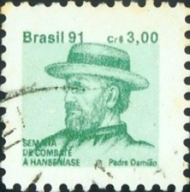 Selo postal do Brasil de 1991 Padre Damião H 28 U