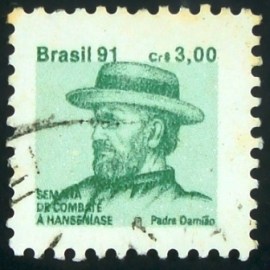 Selo postal do Brasil de 1991 Padre Damião H 28 U