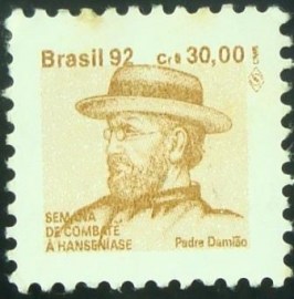 Selo postal do Brasil de 1992 Padre Damião H 29 N