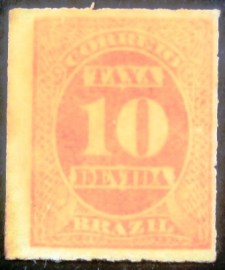 Selo postal do Brasil de 1890 Tipo Cifra ABN vermelhos 10