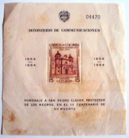 Bloco postal Colombia 1954 San Pedro Claver