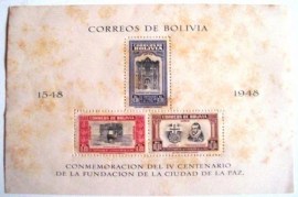 Bloco postal Bolívia 1951 Anniv. da Cidade De La Paz