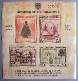 Bloco postal Colombia 1954 Nuestra Senhora del Rosario