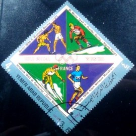 Selo postal da Rep. Árabe do Yemen de 1972 Olympic Games French
