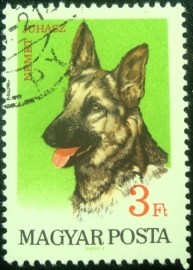 Selo postal da Hungria de 1967 German Shepherd