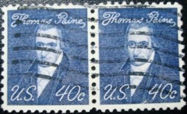 Par de selos postais dos Estados Unidos de 1968 Thomas Paine