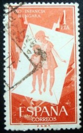 Selo postal da Espanha de 1956 In Support of Hungarian Children
