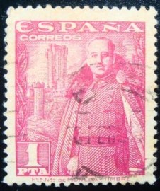 Selo postal da Espanha de 1949 General Franco (IV) with castle 1