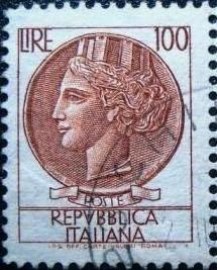 Selo postal da Itália de 1968 Coin of Syracuse 100