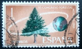 Selo postal da Espanha de 1966 VIth World Forest Congress