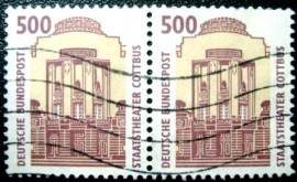 Par de selos postais da Alemanha de 1993 State Theatre Cottbus