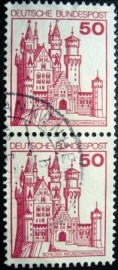Par de selos da Alemanha de 1977 Neuschwanstein Castle