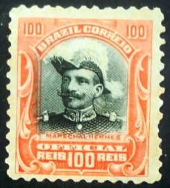 Selo postal do Brasil de 1913 Hermes da Fonseca 100