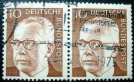 Par de selos postais da Alemanha de 1970 Dr. Gustav Heinemann