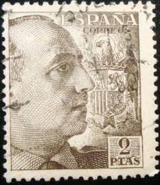 Selo postal da Espanha de 1950 Generalísimo Francisco Franco 2 Pta
