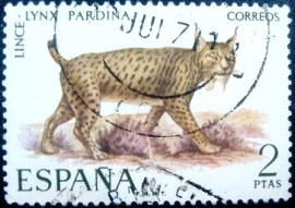 Selo postal da Espanha de 1971 Iberian Lynx