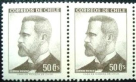 Par de selos postais do Chile de 1966 German Riesco