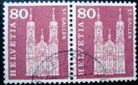 Par de selos postais da Suiça de 1963 Cathedral of St. Gallen