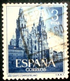 Selo postal da Espanha de 1954 Compostela Holy Year