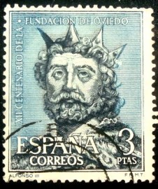 Selo postal da Espanha de 1961 Foundation of Oviedo