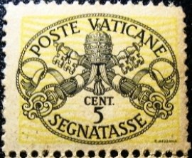 Par de selos postais do Vaticano de 1954 Brasão Papal 5