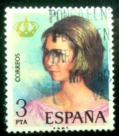 Selo postal da Espanha de 1975 Rainha Sofia