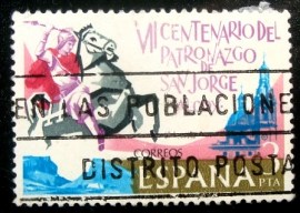 Selo postal da Espanha de 1976 St. George in Alcoy
