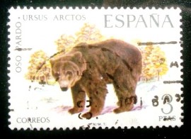 Selo postal da Espanha de 1971 Brown bear